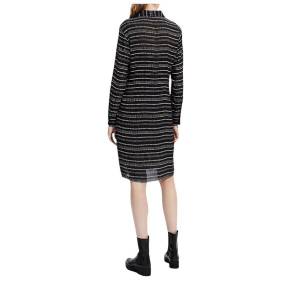 Theory Black Silk Semi Sheer Collared Waist Tie Long Sleeve Shirt Dress Small - Picture 5 of 14